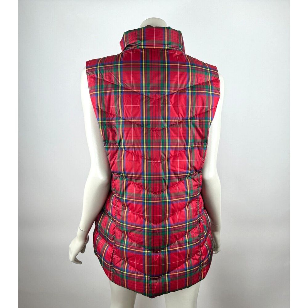 Lands End Down Puffer Vest Women L 14-16 NWOT Full Zip Sleeveless Jacket Tartan - Picture 3 of 13